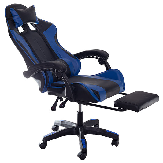 Fotel Gamingowy z podnóżkiem Niebiesko-Czarny