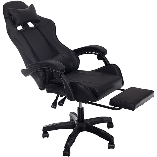 Fotel Gamingowy z podnóżkiem Czarny