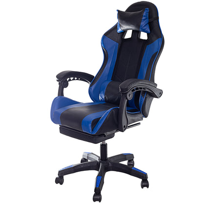 Fotel Gamingowy z podnóżkiem Niebiesko-Czarny