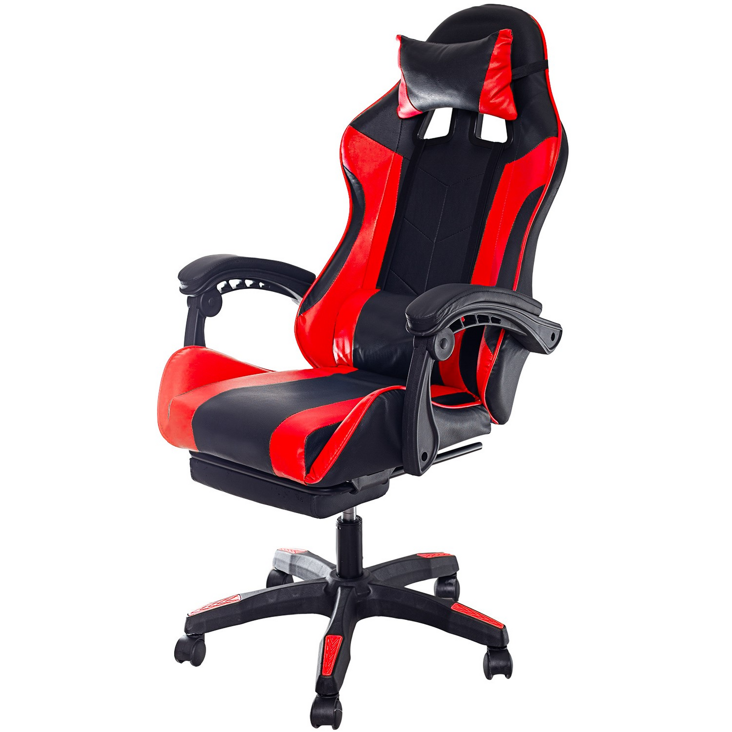 Fotel Gamingowy z podnóżkiem Czerwono-Czarny