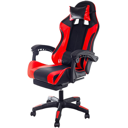 Fotel Gamingowy z podnóżkiem Czerwono-Czarny