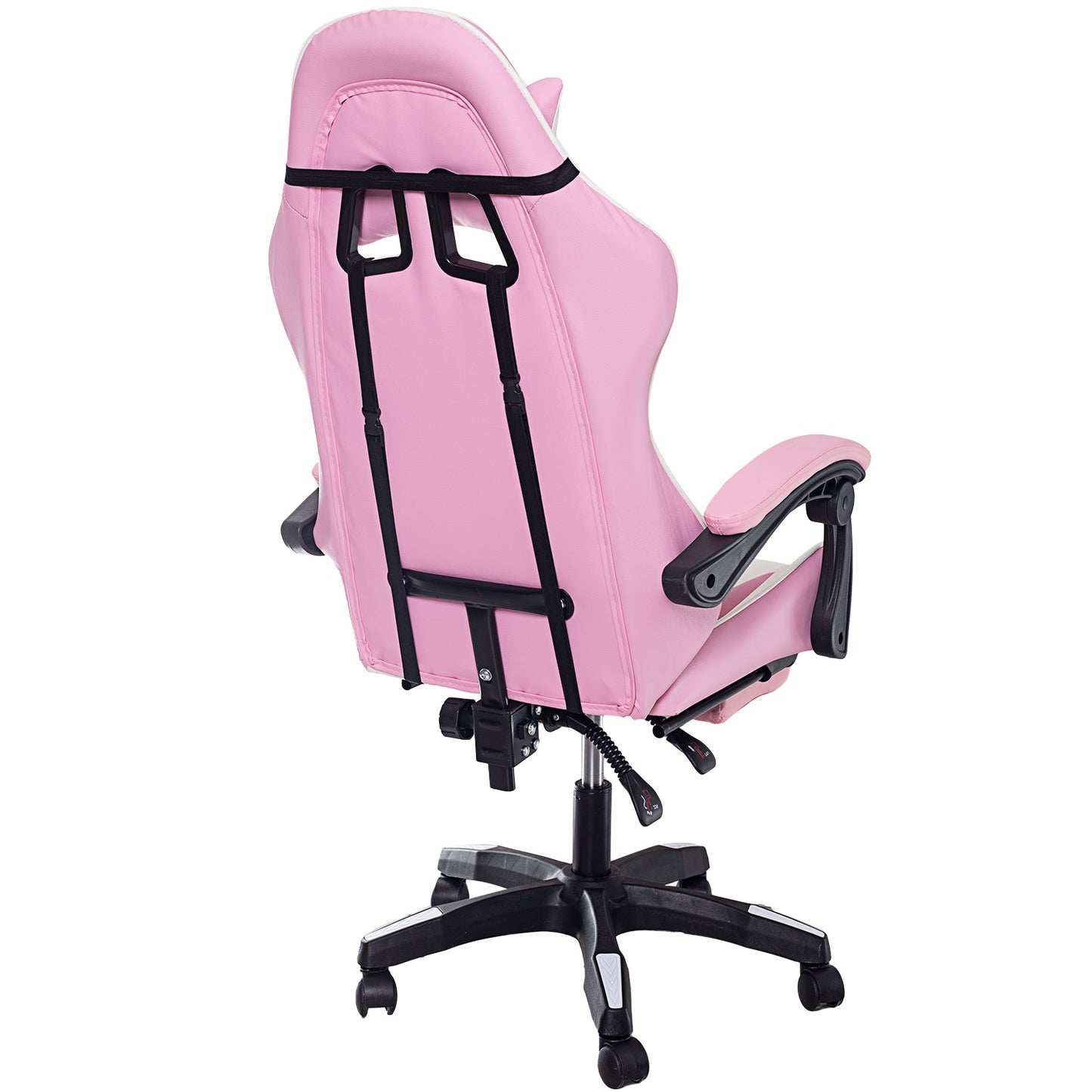 Fotel Gamingowy z podnóżkiem Różowo-Biały