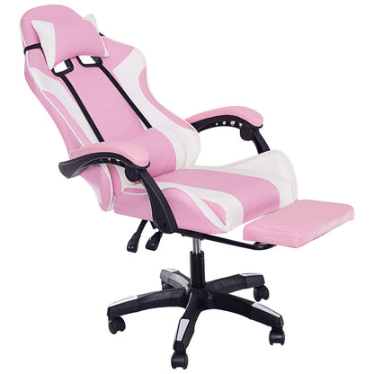 Fotel Gamingowy z podnóżkiem Różowo-Biały