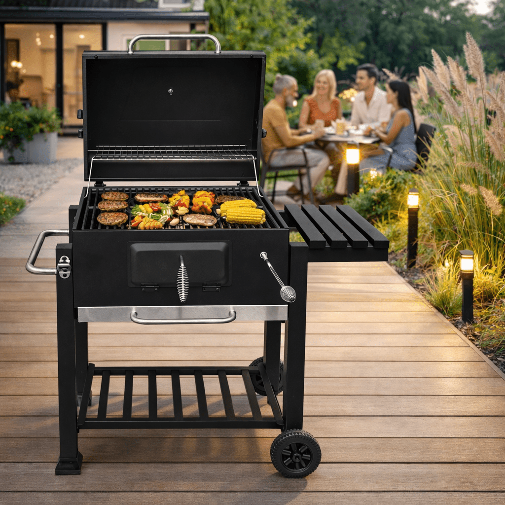 Grill Węglowy XXL z Żeliwnym Rusztem dla Doskonałego Grilowania - PrestiloPoland